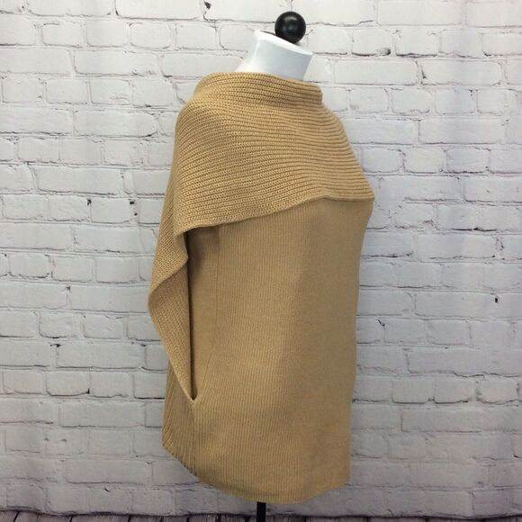 Chico's Carmela Cape Pullover Sweater Women's Size 1 (S/8) Tan Ribbed Sleeveless - Picture 9 of 12